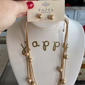 Tessa Crystal collection multilayered necklace and earrings NWT